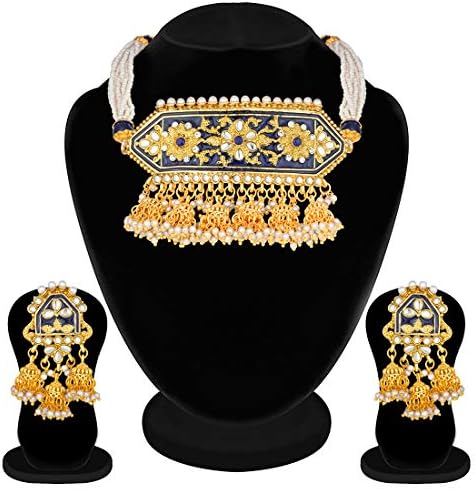 Ахели Стилна Традиционна Емайл Изкуствен Висулка Кундан Колие Обици Индийски Мода Етнически Болливудские Бижута за Жени