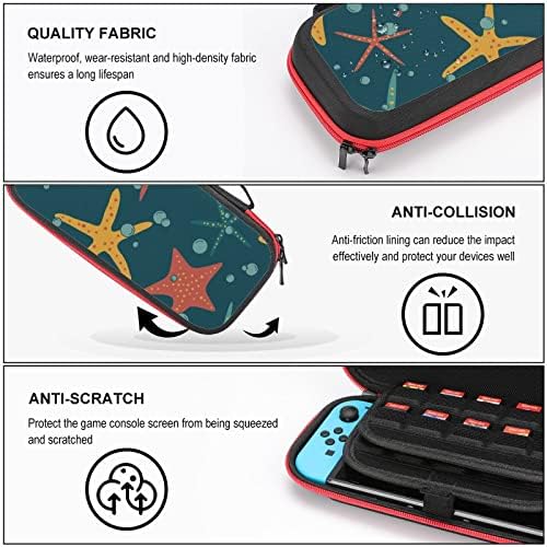 Цветен Калъф за носене Sea Stars Switch, Съвместими с Nintendo Switch, Защитен Твърд Калъф, Преносима Чанта с 20 Игрални