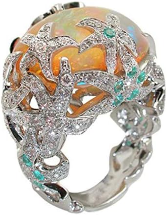 Оребрени пръстени, пръстени, аниме, бижута, дамски модни цветни ретро-тенденция пръстени с циркониевыми шипове,