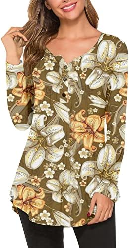 NOKMOPO дамски Ризи, Ризи с дълъг ръкав за леки пуловери с яка и копчета, блузи-ризи, тениски с дигитален печат
