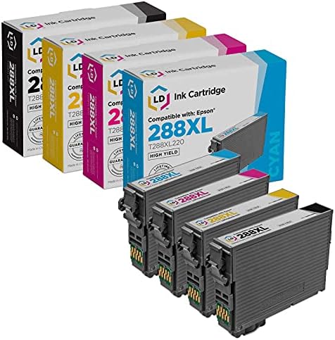 LD Products Възстановени касети с мастило за смяна на касети с мастило 288 XL Epson 288XL с най-висока доходност за употреба