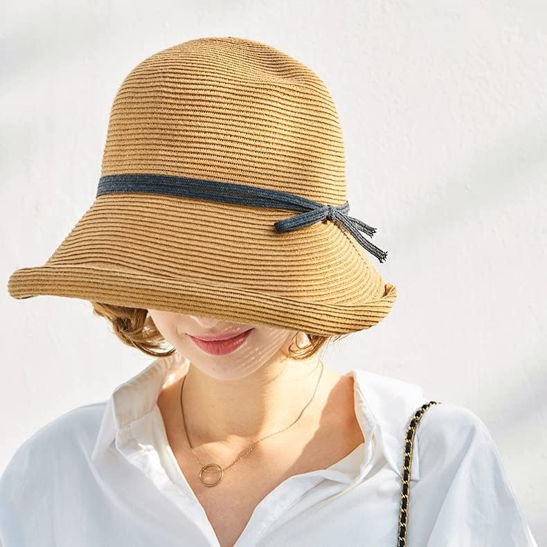 ZSEDP Шапка Дамски Солнцезащитная Шапка с форма на ръба, Дамски Лятна Плажна шапка за празнични партита (Цвят: сив, размер: