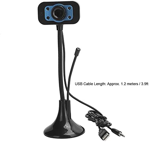 Уеб камера ASHATA 214 USB, 3.5 мм, с регулируеми ръчно фокусиране, уеб камера с външен микрофон, подключаемая и воспроизводимая уеб камера с безплатен задвижване и 4 led крушк