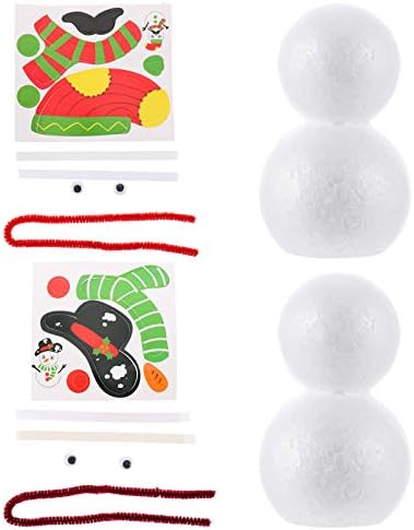 Amosfun 2 Комплекта Бели Пенопластовый Снежен Комплект за Бродерия Снежен човек САМ Kit Коледна Украса за Diy, Украсяване Живопис,