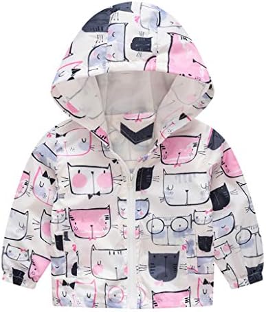 AnFeng За деца, за малки момичета И Момчета, Пролетта палто с качулка, яке с анимационни котка, Блузи за момичета 3-6 месеца (бял, 2-3 години)