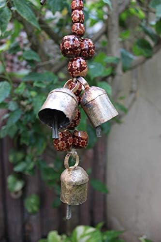 Подаръци от Mango Декоративна Венец от 9-те Метални Камбанки Реколта в Индийски Стил, Стенни Свирки 75 см