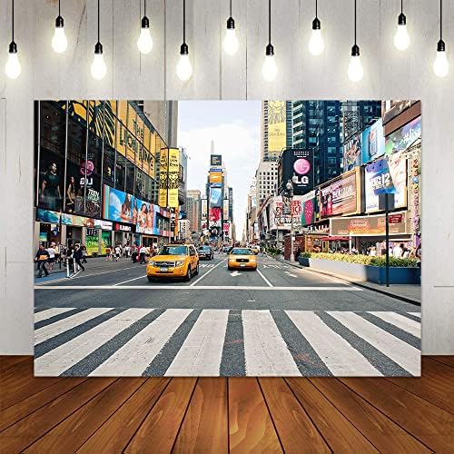 Сградата на Тайм Скуеър в Ню Йорк Фотофоны Таксита на Ню Йорк Мода Градинска Парти Фон За Снимки Възрастен Студиен Портрет Щанд Подпори Банер 9x6 фута