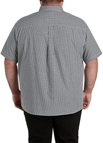 Мъжка риза DXL Big & Tall Essentials от Поплин | Памук-Къс Ръкав копчета, джоб на Гърдите