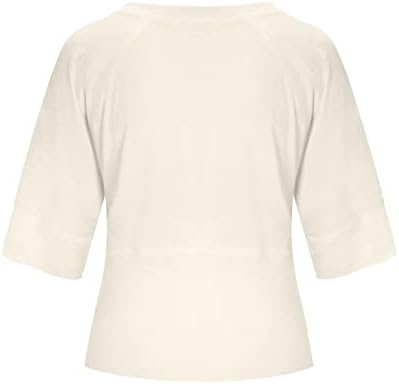 Блуза, Тениска за Жени Лято Есен С Кръгло деколте и 3/4 ръкав, Деколте Лодка, Ежедневни Скъпа Базова Тениска