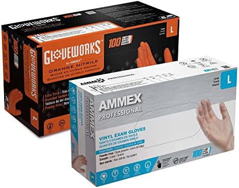Ръкавици за еднократна употреба GLOVEWORKS HD от нитрил оранжев цвят, 8 Mils, големи и медицински ръкавици от