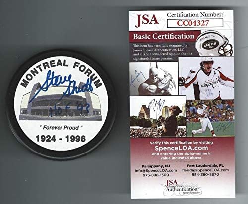 Миене на Стив Шатта с автограф Монреал Канадиенс Форум, Аутентифицированная JSA - за Миене на НХЛ с автограф