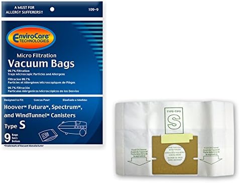 Сменяеми торбички за прах за прахосмукачка с микрофильтрацией от EnviroCare, произведени специално за туби Hoover Windtunnel Type S Futura, Spectrum, Power Max