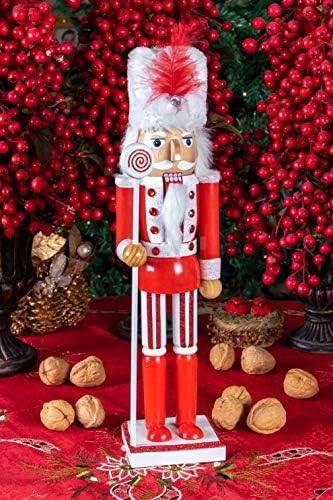 Традиционна дървена Лешникотрошачката Deli Creations Red Candyman 15 Инча, Празничен Коледен Декор за Рафтове и маси