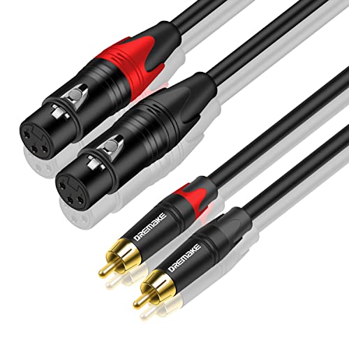 Аудио кабел DREMAKE RCA-XLR 50 см., Двойна plug RCA до Двойно Соединительному кабел XLR с 3-пинов жак за микрофон, Пач-кабел за свързване на стерео Hi-Fi от 2 XLR-штекеров към 2 RCA-штекер?