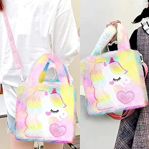 Модерна чанта-тоут с плюшено единорогом Abhay, Пътна чанта с единорогом За момичета-ученици, Скъпа чанта-награда за партита