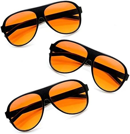 3Шт Син Блокиращите Светлина Кехлибар Лещи Слънчеви Очила UV Мъжки Дамски слънчеви Очила Слънчеви Очила, Оранжево