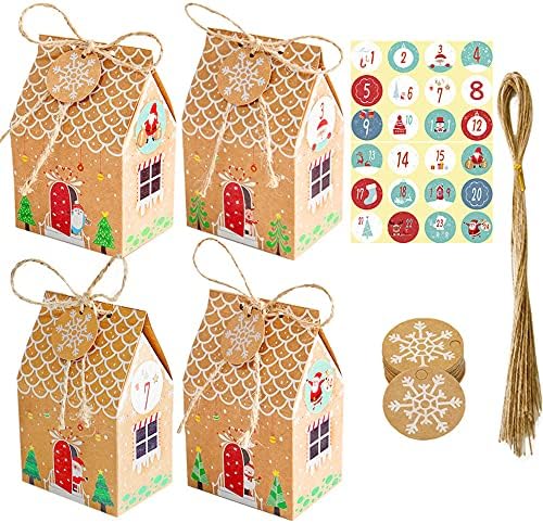 HBJCSG Коледни Подаръчни Пакети Адвент Коледен Календар Кутия за Обратно Отброяване Малка Къща Подарък Кутия шоколадови Бонбони