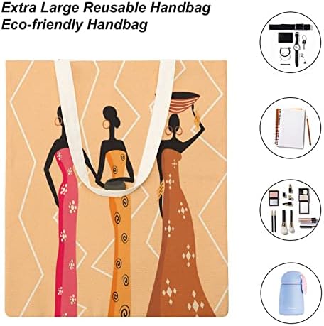 Красива Африканска Жена Холщовая Чанта-Тоут за Еднократна Употреба За Пазаруване в Магазините на Тъканта Чанта с Чанти