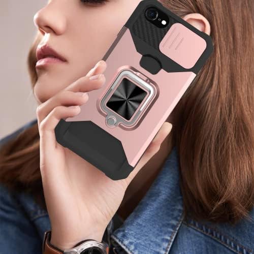 Калъф Kedoo за iPhone SE 2022/2020 с 2 Защитни филм за екрана, плъзгащ се капак за фотоапарата и държач за карти, Вградена