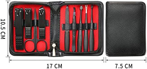 GENIGW нокторезачки от неръждаема стомана Комплект от 9 черни инструменти за нокти Пълен набор от Клещи за нокти Комплект ножове за нокти (Цвят: E, размер: 1)