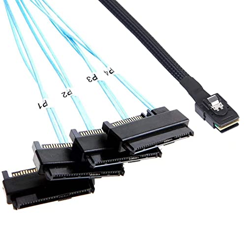 ADCAUDX 2 пакета Mini-SAS-SAS-на кабела: 1 м СФФ 8087-SAS, СФФ-8087 - 4 СФФ-8482 SAS 29Pin с кабел адаптер за захранване SATA