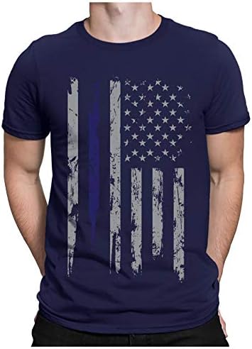 Мъжки Празнични Ризи EELHOE с Къс Ръкав, Патриотичен Американски Флаг, който е Кръгъл Отвор, Лятна Плажна Мъжка
