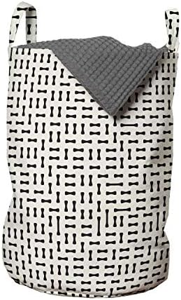 Модерна чанта за дрехи Ambesonne Неправилна кръгла форма, в черно-бял стил Абстрактно съвременно изкуство, Кошница за дрехи