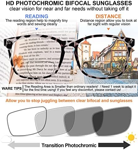 MARE AZZURO Фотохромичните Бифокални Очила За Четене Дамски Слънчеви Очила за четене със заключване Синя Светлина 1,0 1,5