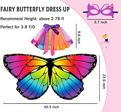D. Q. Z/ Детски Костюм на Фея с Крила на пеперуда за момичета, Костюми-Пеперуди на Хелоуин и Розова Поличка, Елегантни