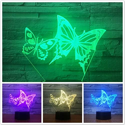 3D Пеперуда лека нощ Настолна Лампа Декор на Масата Настолна Оптична Илюзия Лампи 7 Променящия се Цвят на Осветлението