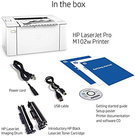 Безжичен лазерен принтер HP LaserJet Pro M102w, работи с Алекса (G3Q35A). Заменя лазерен принтер HP P1102, Бял