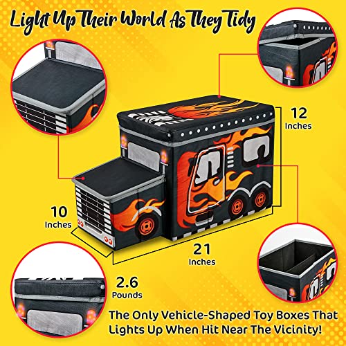 KAP Toy box за момчета, най-Малкият размер, сандък за детски играчки, с интерактивно осветление, Детска и Декоративна Кутия за съхранение на състезателни камиони, кутии ?