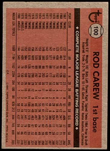 1981 Topps 100 Род Кэрью Лос Анджелис Энджелз (Бейзболна картичка) VG/БИВШИ Ангели