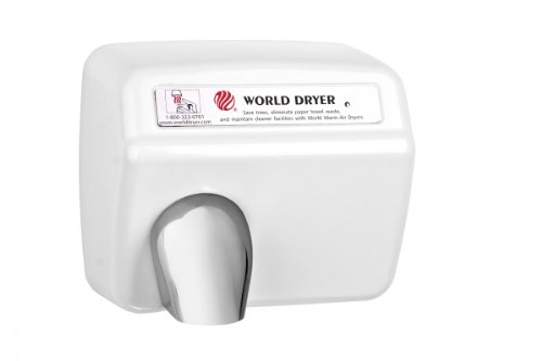 Модел World Dryer XA5-974 Здрава Стандартна Сешоар за ръце, Бутон Finish: Чугун Бял цвят, Напрежение: 110-120 В 20 Ампера