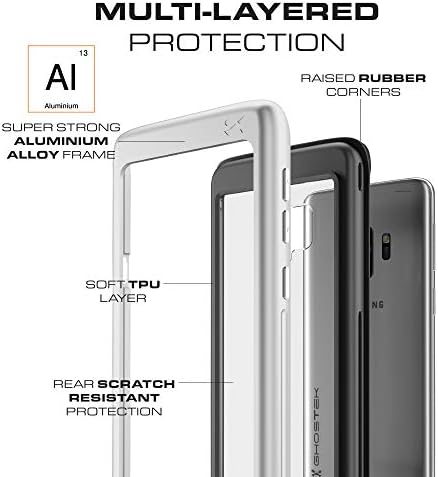 Прозрачен калъф Ghostek Atomic Slim Galaxy S9 с Космически Метална броня за тежка рамка за защита От Пластмаса алуминий Военен клас, който е съвместим с безжична зареждане Калъ?