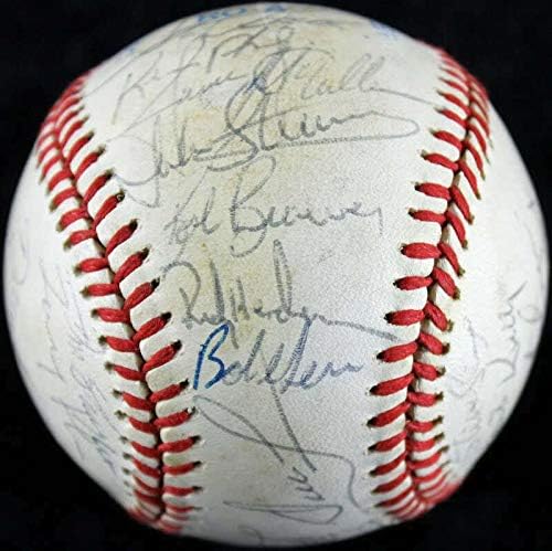 1989 Екипът на Янкис (29) Подписа OML Baseball Хендерсън Маттингли +27 JSA #X26506 - Бейзболни топки с автографи