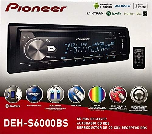 CD-приемник Pioneer DEH-S6000BS с разширени аудиофункциями, подобрена съвместимост с приложения Pioneer ARC MIXTRAX, вграден Bluetooth и поддръжка на SiriusXM Ready