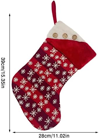 Коледни чорапи Тъканни Чанти за Коледни Чорапи и Коледни Окачени Чорапи за Украса на парти и Коледен Мультяшного Червен Костюм с Топли Кристали Полилеи (Червен, ед?