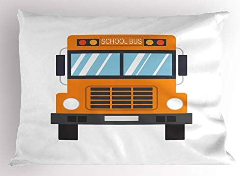 Подставная възглавница за автобус Ambesonne, Оранжевото превозно средство за Академичния живот, Предназначено за превоз