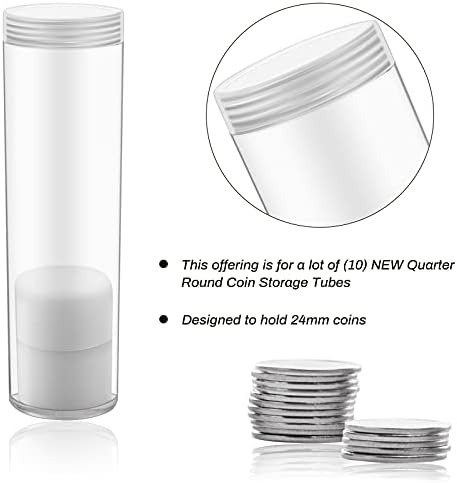 YEXPRESS, 20 опаковки, кръгла прозрачна пластмасова тръба за съхранение на монети, пластмасов калъф-контейнер за монети