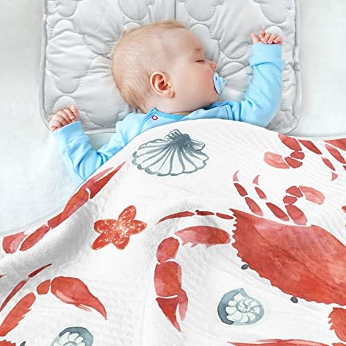 Пеленальное Одеяло, изработени от памук с Червени раци или за Бебета, Като Юрган, Леко Меко Пеленальное Одеало за детско креватче,
