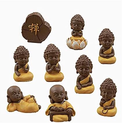 ZYZMH 9 бр. Статуя на будистки Монах Мини Фигурка Украшение Занаят Бонсай Декор Миниатюрна Кукла Къща Украса на тортата САМ