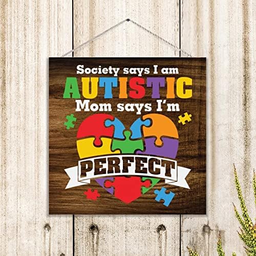 Мама-аутист Казва, че съм Идеална, Селски Стенен Артистичен Интериор, Знак за Информираност За аутизма, Парче от Пъзела, Дървена