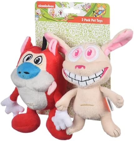 Комплект играчки за кучета Nickelodeon за домашни любимци Ren & Stimpy и 6 Инча от 2 теми | и Меки Плюшени Играчки