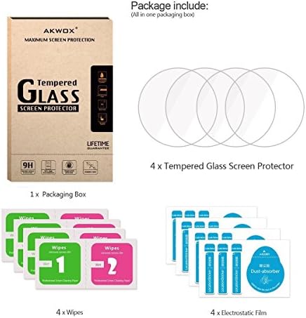 Защитно фолио за екрана Gear S3 от закалено стъкло (4 опаковки), Akwox [0,3 мм 2.5 D с висока разделителна способност 9H]