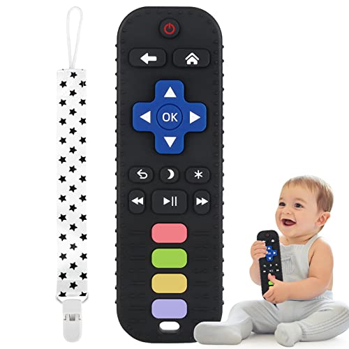 Fu Store, 1 опаковка, Черни Силиконови Играчки за никнене на млечни зъби за бебета, чесалки с дистанционно