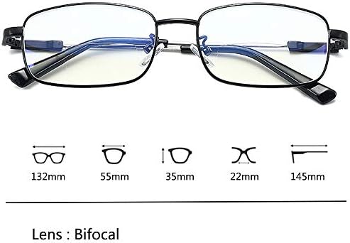 MMOWW Бифокални очила за четене Мъжки сини светозащищенные компютърни очила Крака от титанова сплав за четене черни 1.5 x