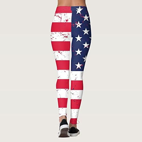 Американски флаг гамаши женски гамаши корема контрол патриотичен американски флаг удобни леки спортни йога, бягане спорт