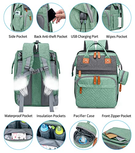 Раница-чанта за памперси KABAQOO Baby - Чанта за Памперси с Подвижна станция за Преобличане, Детска чанта