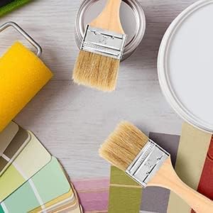 Utoolmart 2 Опаковки на Бояджийски четки от синтетичен косъм и дървена дръжка за Обработката на стени, Различни цветове, 1 инча и 2 инча (2 броя)